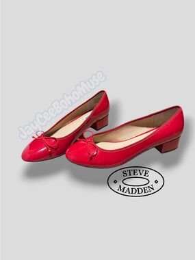 Steve Madden Women's Red Patent Low Heel Ballet Pumps
